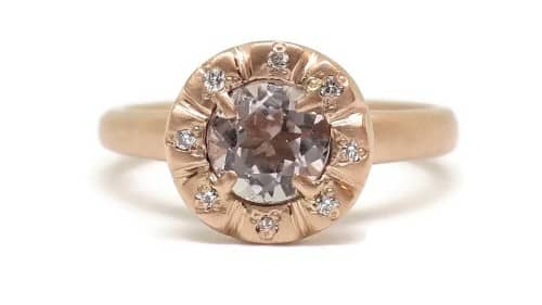 Halo Rose Tourmaline Engagement Ring