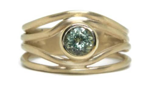 Wave Yellow Green Sapphire Engagement Ring