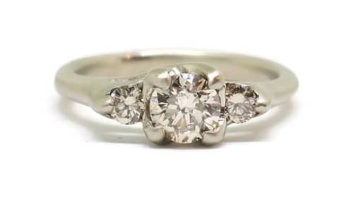 Woven 4 Stone Champagne White Engagement Ring